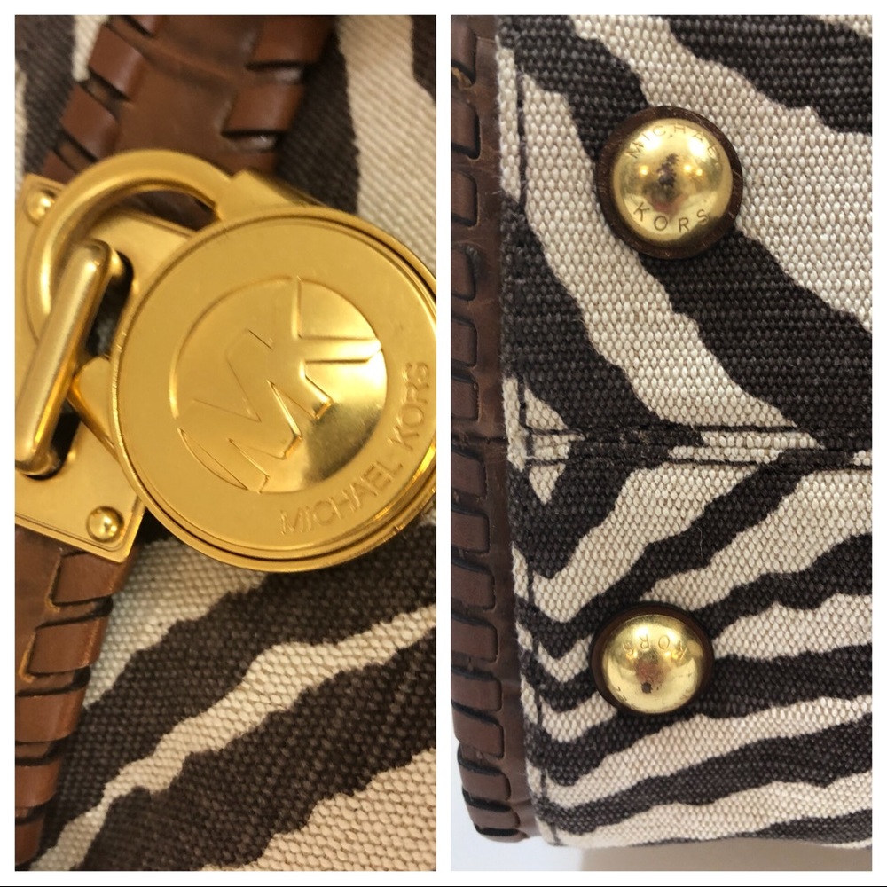 Michael Kors Zebra Large Hamilton Purse Bag - Picture 7 of 8